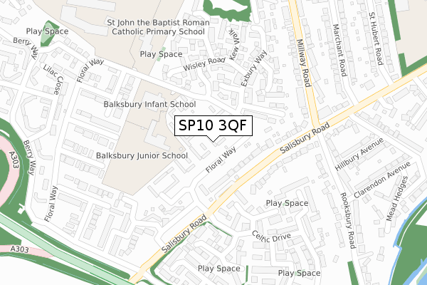 SP10 3QF map - large scale - OS Open Zoomstack (Ordnance Survey)