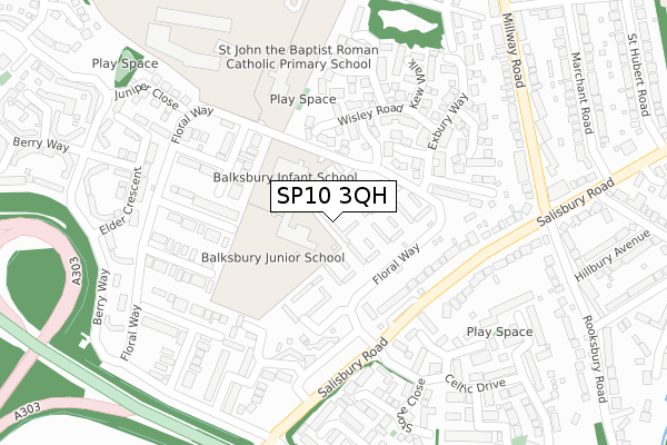 SP10 3QH map - large scale - OS Open Zoomstack (Ordnance Survey)