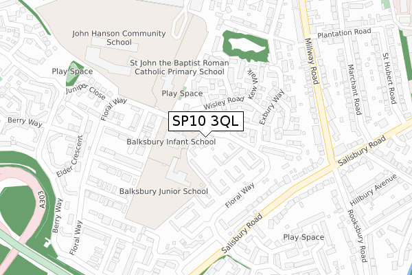 SP10 3QL map - large scale - OS Open Zoomstack (Ordnance Survey)