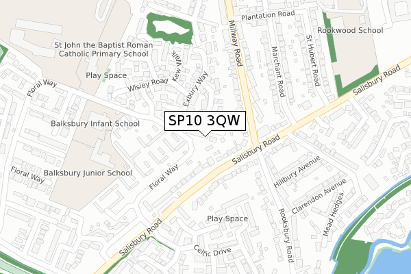 SP10 3QW map - large scale - OS Open Zoomstack (Ordnance Survey)