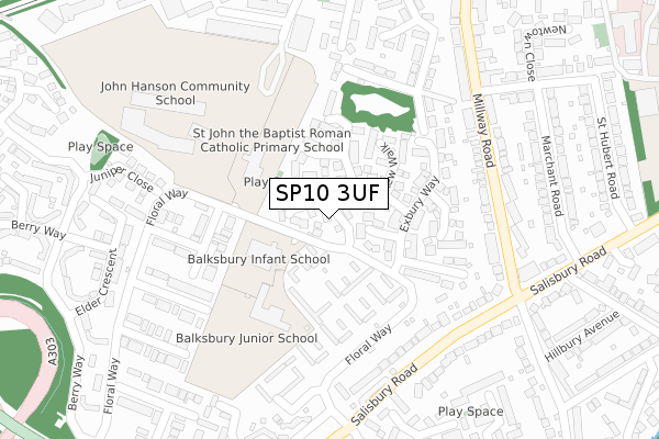 SP10 3UF map - large scale - OS Open Zoomstack (Ordnance Survey)