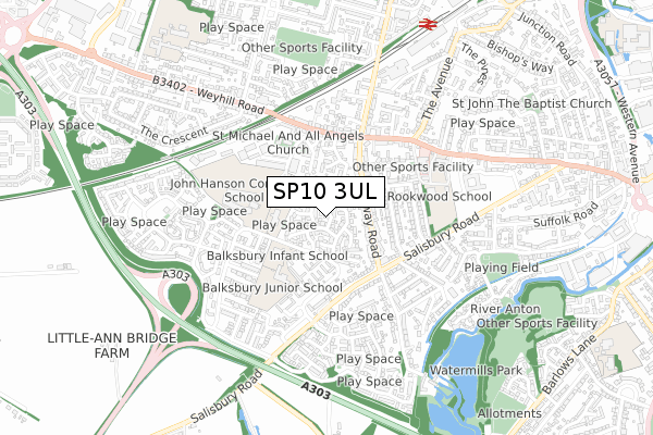 SP10 3UL map - small scale - OS Open Zoomstack (Ordnance Survey)