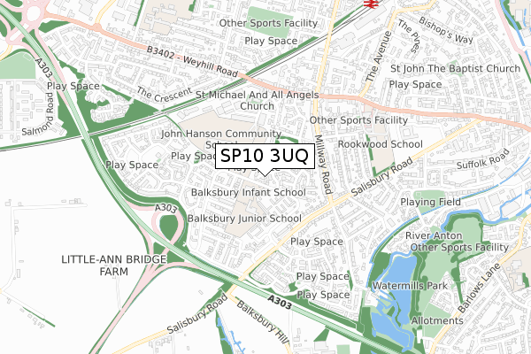 SP10 3UQ map - small scale - OS Open Zoomstack (Ordnance Survey)