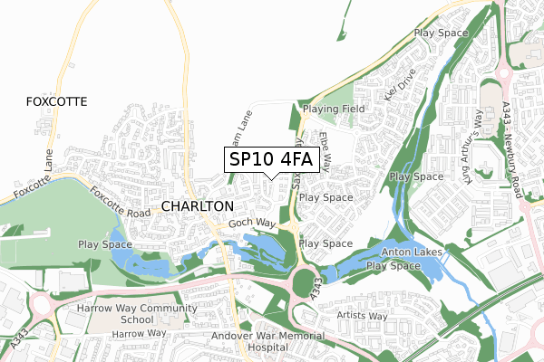 SP10 4FA map - small scale - OS Open Zoomstack (Ordnance Survey)