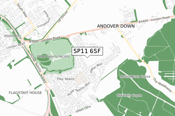 SP11 6SF map - small scale - OS Open Zoomstack (Ordnance Survey)