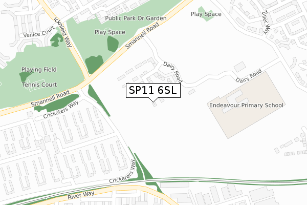 SP11 6SL map - large scale - OS Open Zoomstack (Ordnance Survey)