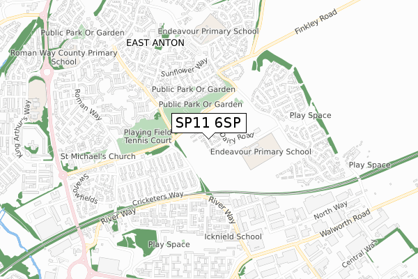 SP11 6SP map - small scale - OS Open Zoomstack (Ordnance Survey)