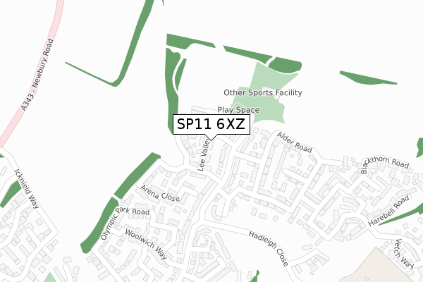 SP11 6XZ map - large scale - OS Open Zoomstack (Ordnance Survey)