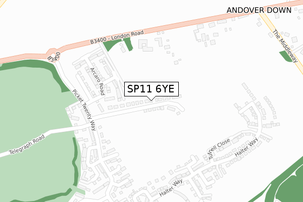 SP11 6YE map - large scale - OS Open Zoomstack (Ordnance Survey)