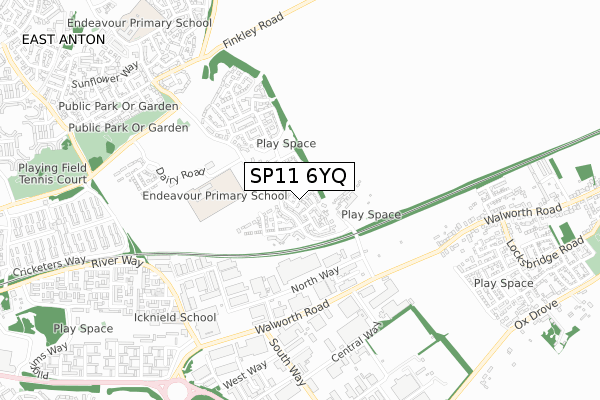 SP11 6YQ map - small scale - OS Open Zoomstack (Ordnance Survey)