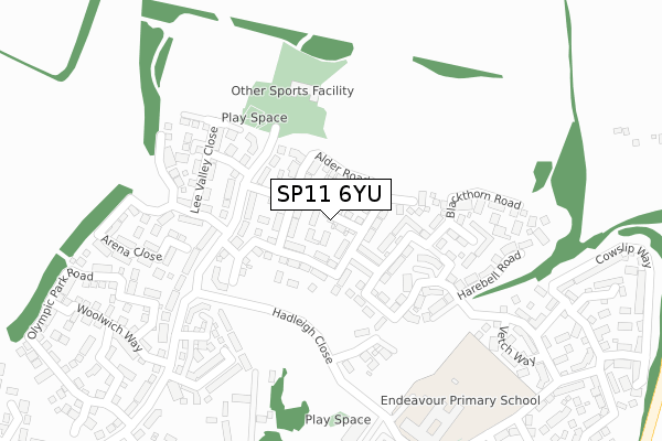 SP11 6YU map - large scale - OS Open Zoomstack (Ordnance Survey)