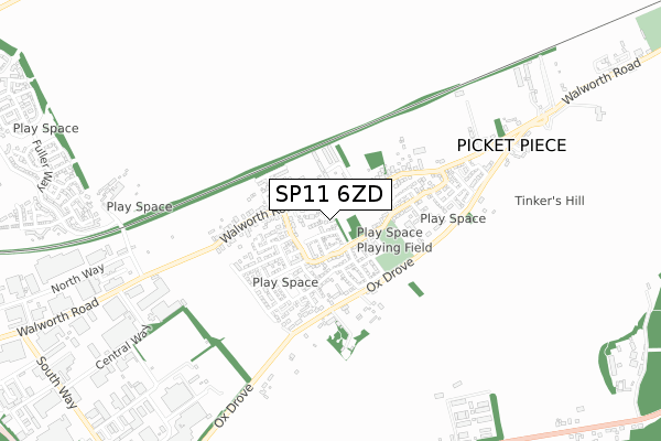 SP11 6ZD map - small scale - OS Open Zoomstack (Ordnance Survey)