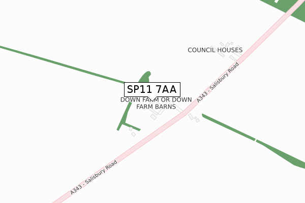 SP11 7AA map - large scale - OS Open Zoomstack (Ordnance Survey)