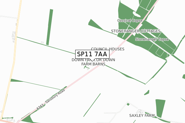 SP11 7AA map - small scale - OS Open Zoomstack (Ordnance Survey)