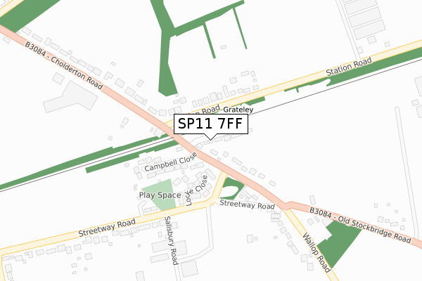 SP11 7FF map - large scale - OS Open Zoomstack (Ordnance Survey)