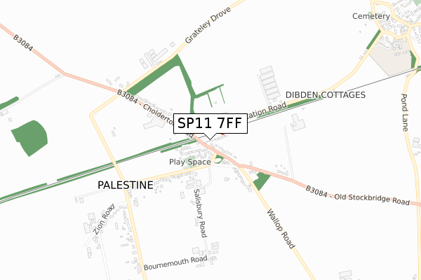 SP11 7FF map - small scale - OS Open Zoomstack (Ordnance Survey)