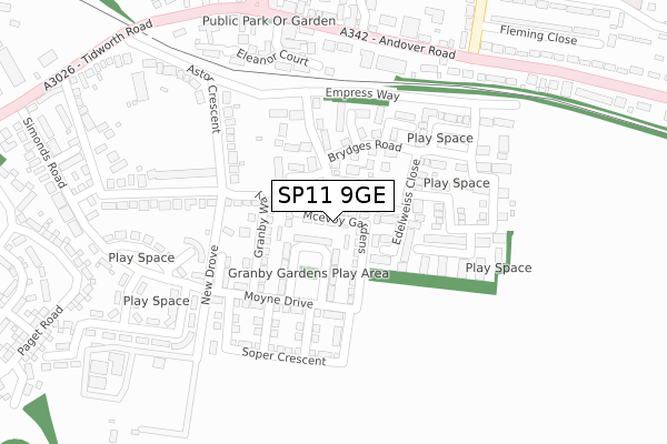 SP11 9GE map - large scale - OS Open Zoomstack (Ordnance Survey)