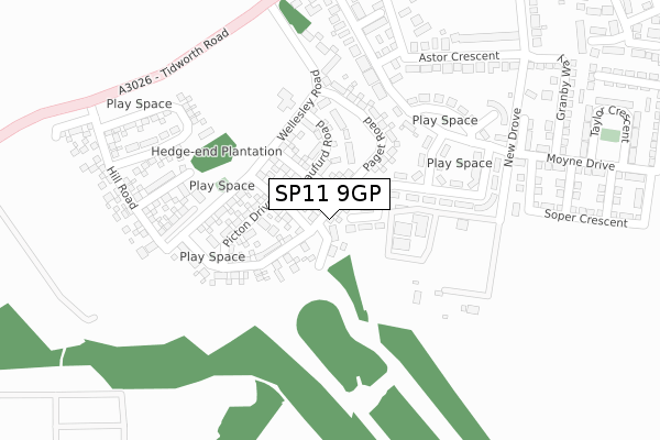 SP11 9GP map - large scale - OS Open Zoomstack (Ordnance Survey)