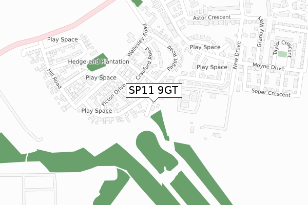 SP11 9GT map - large scale - OS Open Zoomstack (Ordnance Survey)