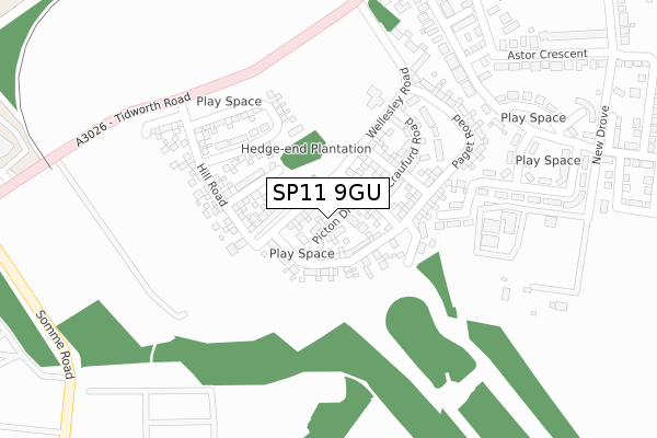 SP11 9GU map - large scale - OS Open Zoomstack (Ordnance Survey)