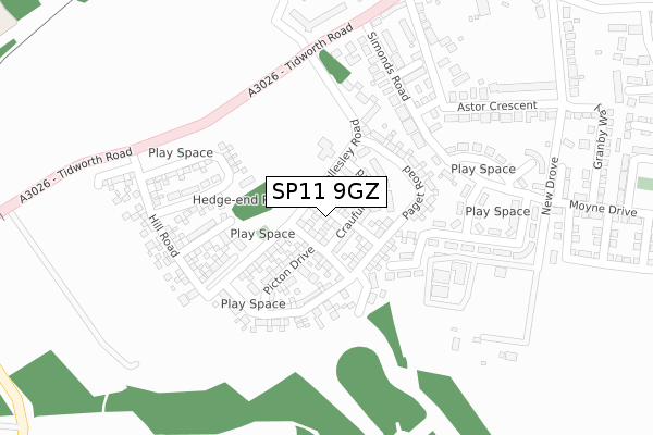 SP11 9GZ map - large scale - OS Open Zoomstack (Ordnance Survey)