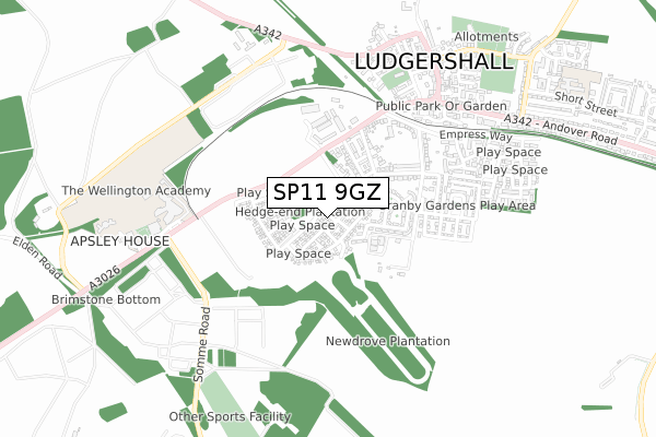 SP11 9GZ map - small scale - OS Open Zoomstack (Ordnance Survey)