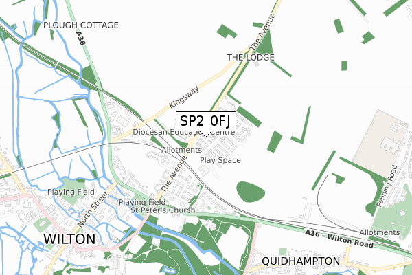 SP2 0FJ map - small scale - OS Open Zoomstack (Ordnance Survey)