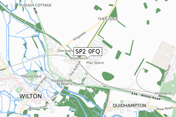 SP2 0FQ map - small scale - OS Open Zoomstack (Ordnance Survey)