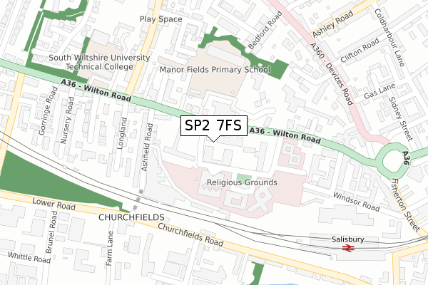 SP2 7FS map - large scale - OS Open Zoomstack (Ordnance Survey)