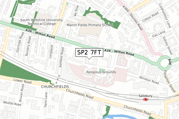 SP2 7FT map - large scale - OS Open Zoomstack (Ordnance Survey)