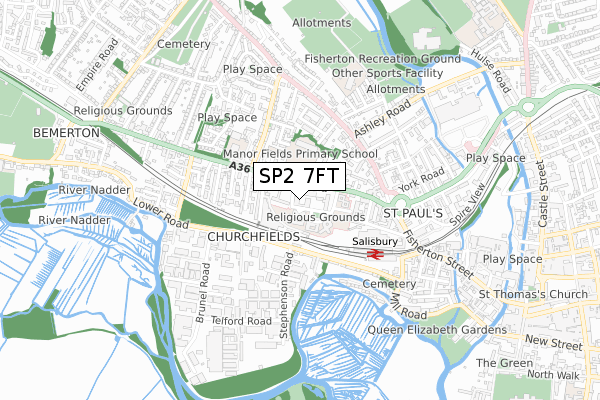 SP2 7FT map - small scale - OS Open Zoomstack (Ordnance Survey)