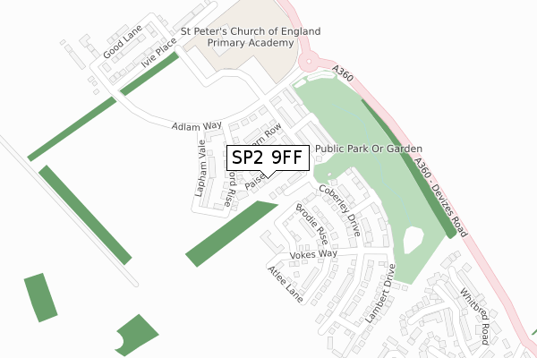 SP2 9FF map - large scale - OS Open Zoomstack (Ordnance Survey)