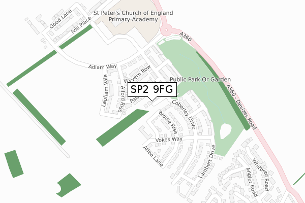 SP2 9FG map - large scale - OS Open Zoomstack (Ordnance Survey)