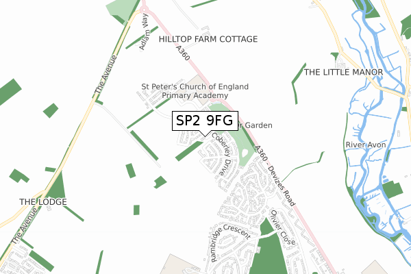 SP2 9FG map - small scale - OS Open Zoomstack (Ordnance Survey)