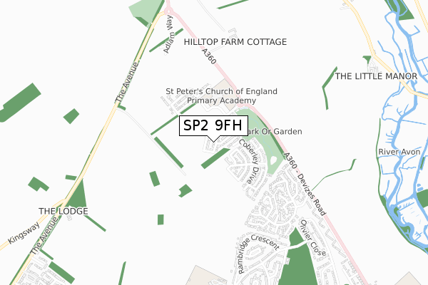 SP2 9FH map - small scale - OS Open Zoomstack (Ordnance Survey)