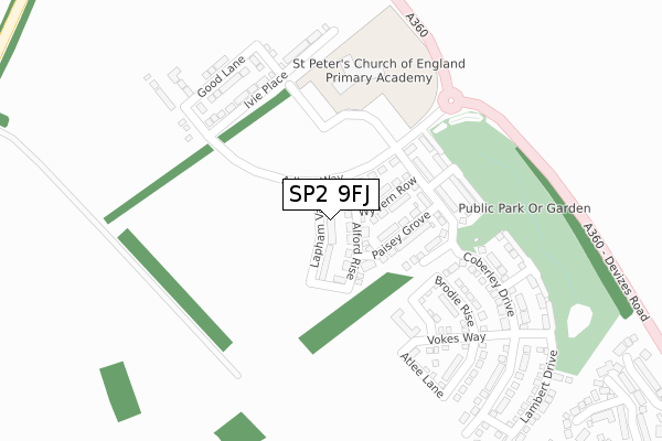 SP2 9FJ map - large scale - OS Open Zoomstack (Ordnance Survey)