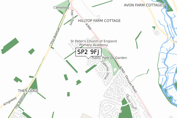 SP2 9FJ map - small scale - OS Open Zoomstack (Ordnance Survey)