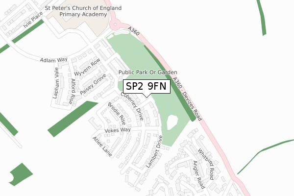 SP2 9FN map - large scale - OS Open Zoomstack (Ordnance Survey)