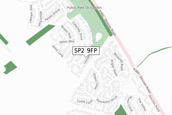 SP2 9FP map - large scale - OS Open Zoomstack (Ordnance Survey)