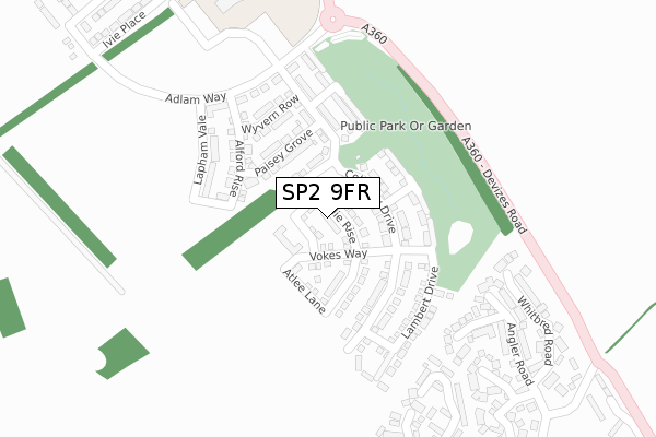 SP2 9FR map - large scale - OS Open Zoomstack (Ordnance Survey)