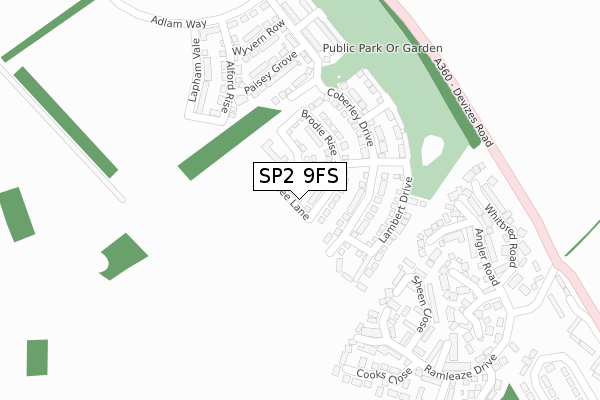 SP2 9FS map - large scale - OS Open Zoomstack (Ordnance Survey)