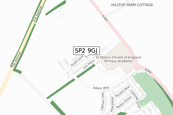 SP2 9GJ map - large scale - OS Open Zoomstack (Ordnance Survey)