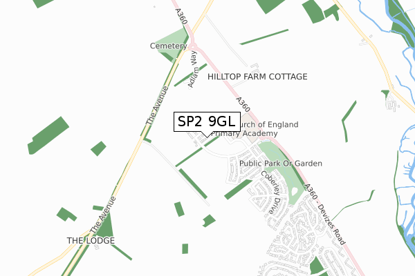 SP2 9GL map - small scale - OS Open Zoomstack (Ordnance Survey)