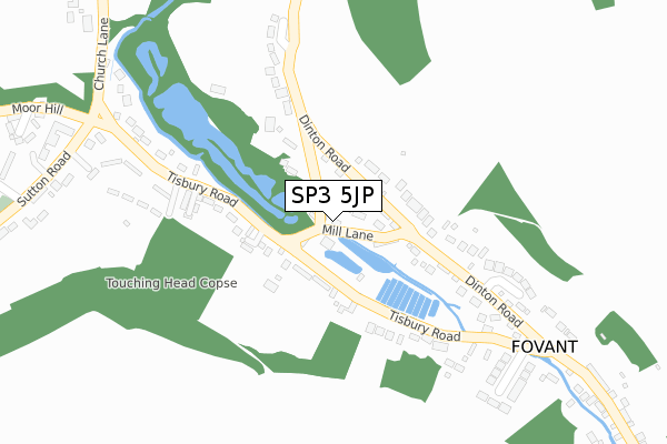 SP3 5JP map - large scale - OS Open Zoomstack (Ordnance Survey)