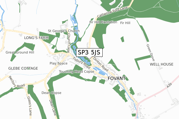 SP3 5JS map - small scale - OS Open Zoomstack (Ordnance Survey)