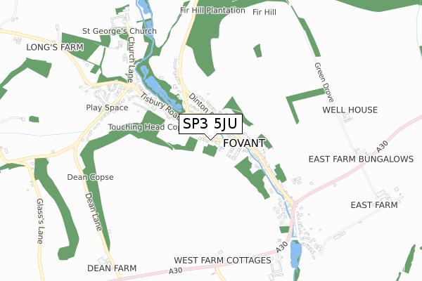 SP3 5JU map - small scale - OS Open Zoomstack (Ordnance Survey)