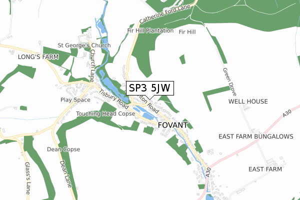 SP3 5JW map - small scale - OS Open Zoomstack (Ordnance Survey)