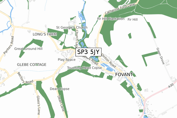 SP3 5JY map - small scale - OS Open Zoomstack (Ordnance Survey)