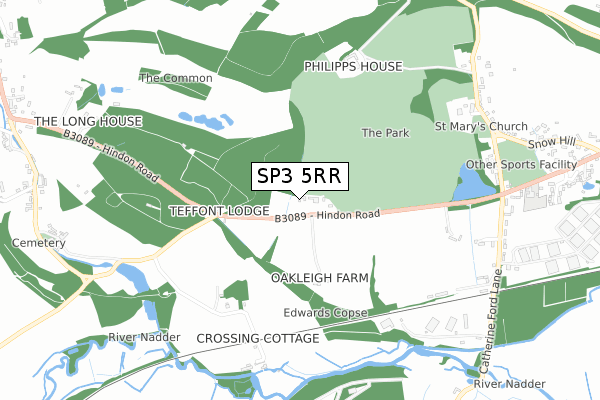 SP3 5RR map - small scale - OS Open Zoomstack (Ordnance Survey)