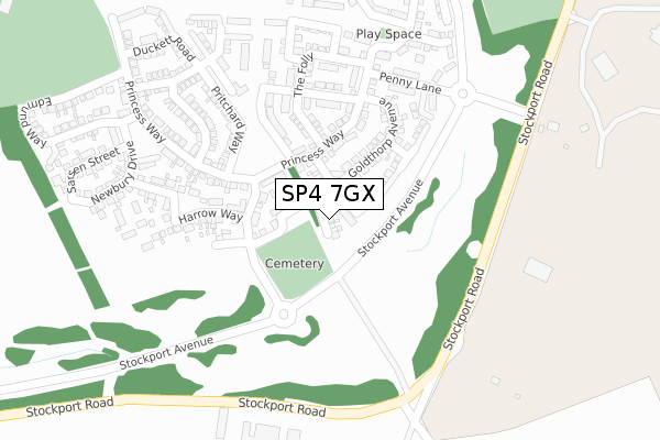 SP4 7GX map - large scale - OS Open Zoomstack (Ordnance Survey)